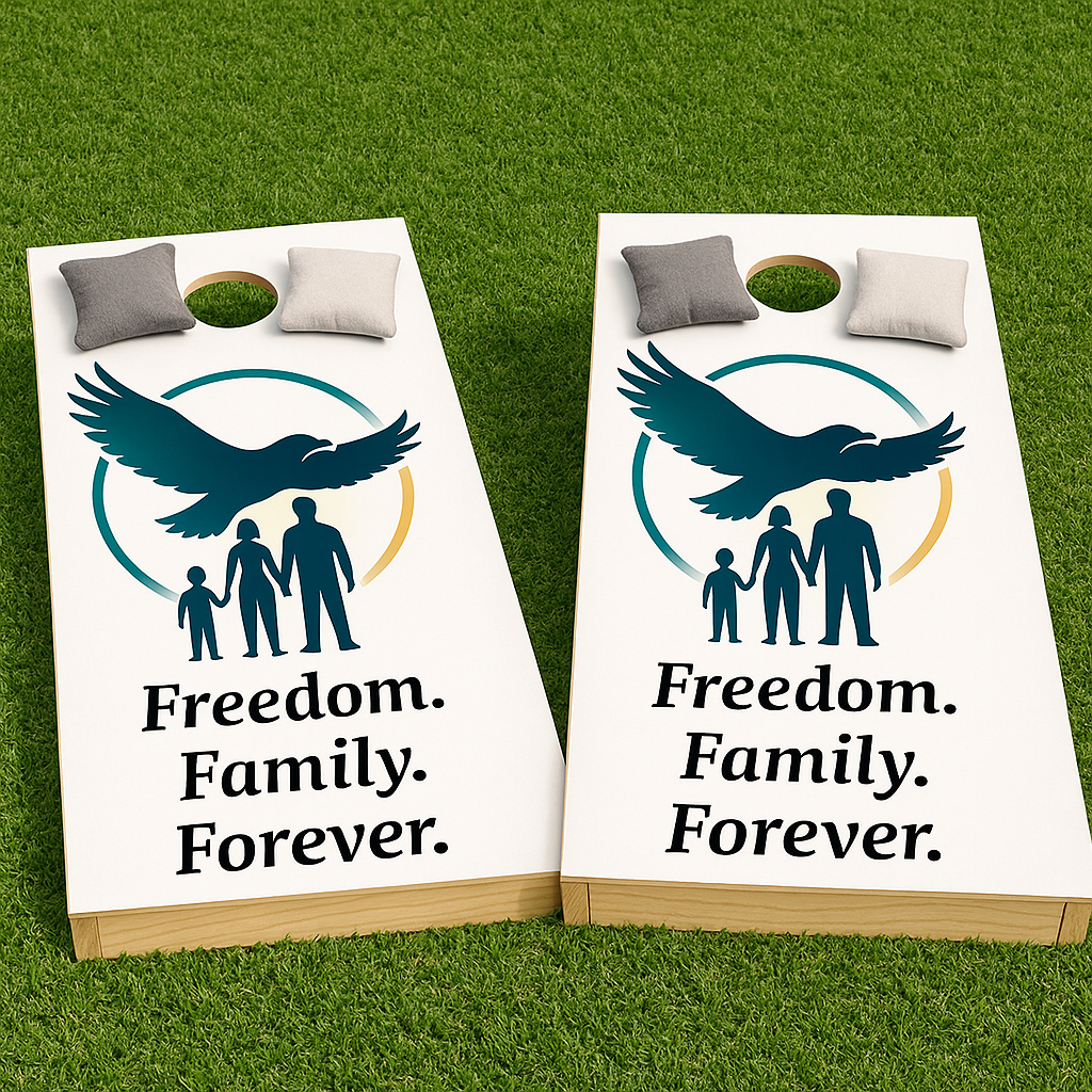 Freedom • Family • Forever™ Custom Cornhole Set – Patriotic Outdoor Family Game