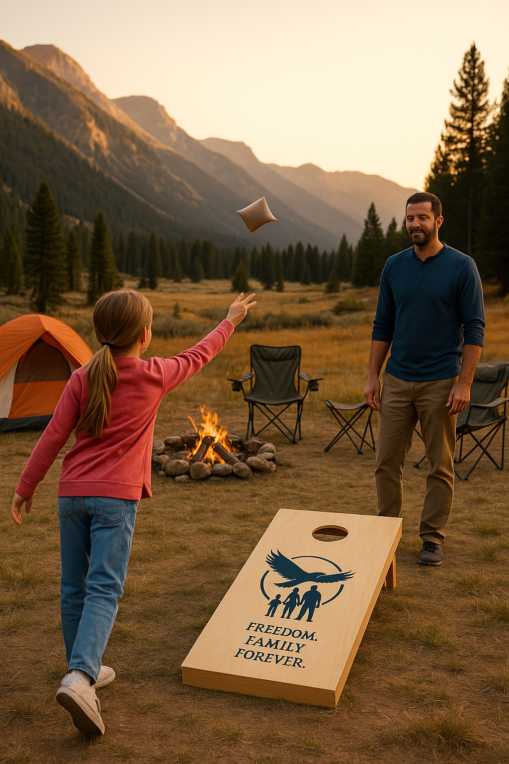 Freedom • Family • Forever™ Custom Cornhole Set – Patriotic Outdoor Family Game