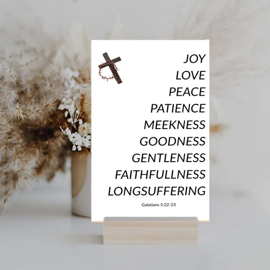 "Fruits of the Spirit” Printed Sign | Joy, Love & Peace Holiday Décor