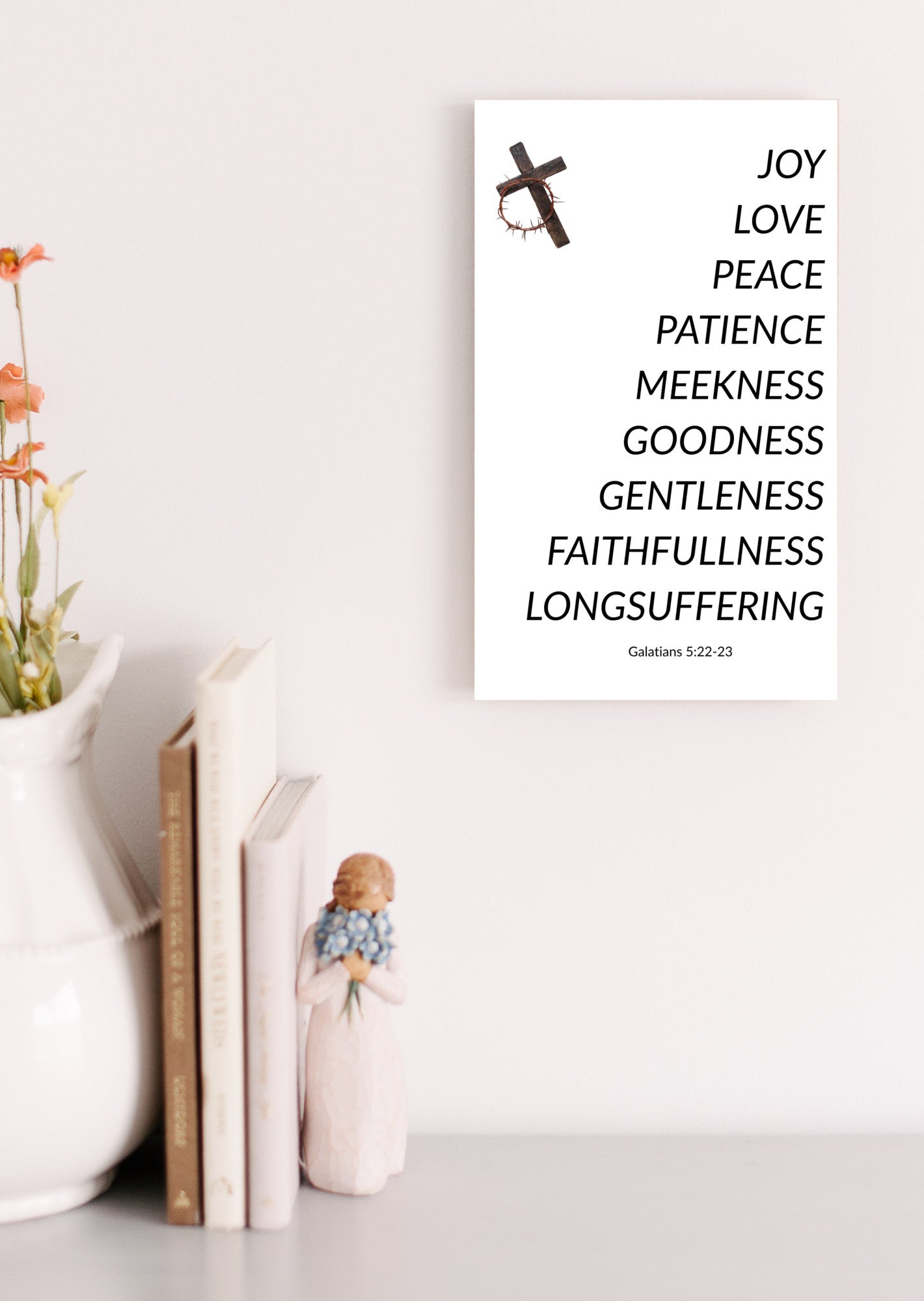 "Fruits of the Spirit” Printed Sign | Joy, Love & Peace Holiday Décor