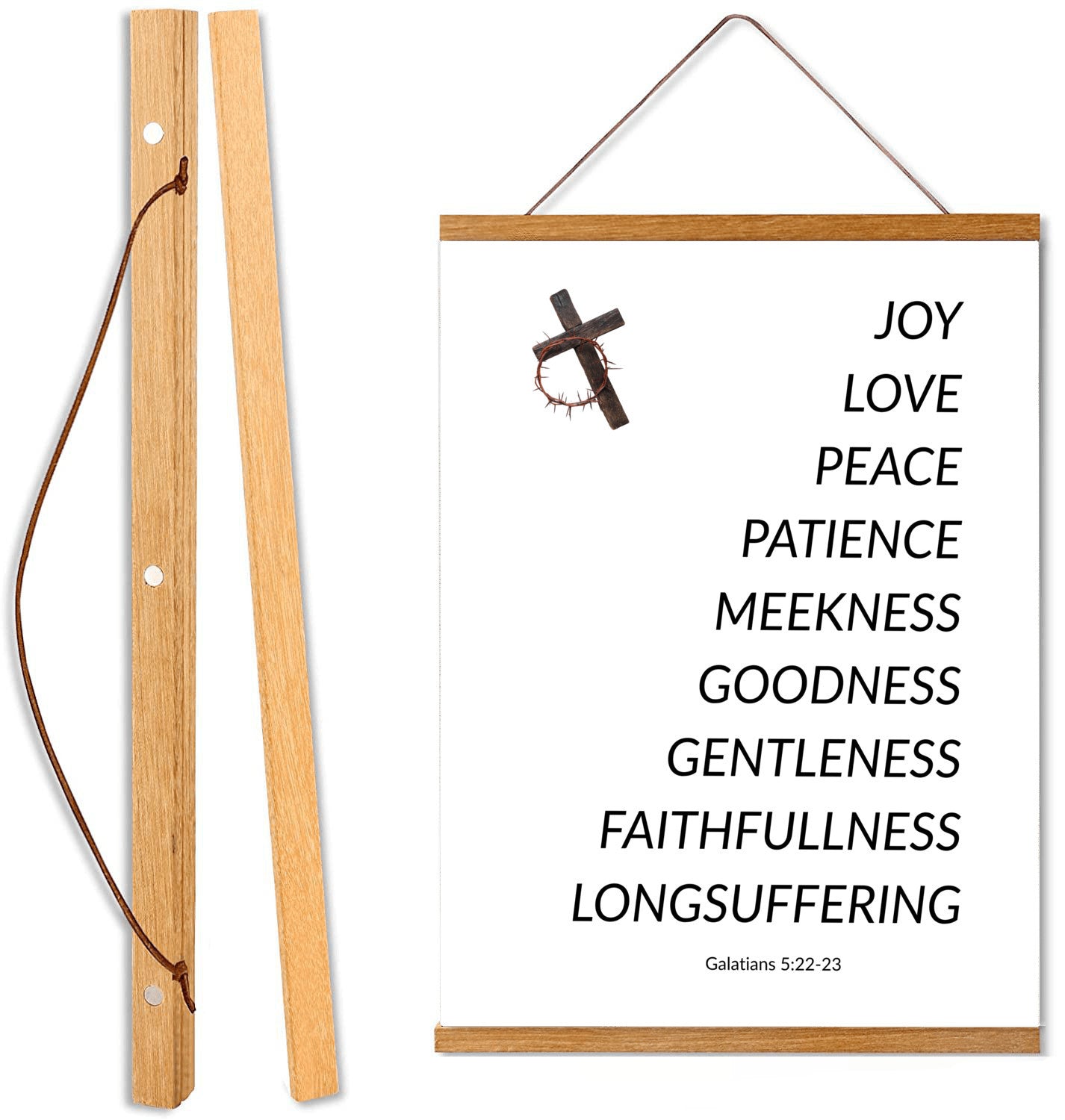 “Fruits of the Spirit” Christmas Wall Art – Galatians 5:22-23 Faith Canvas | Joy, Love & Peace Holiday Décor