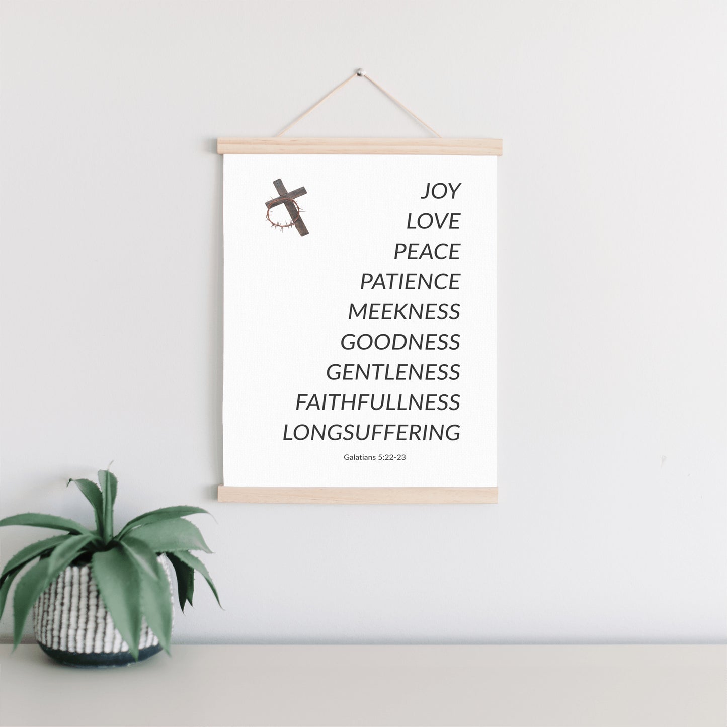 “Fruits of the Spirit” Christmas Wall Art – Galatians 5:22-23 Faith Canvas | Joy, Love & Peace Holiday Décor