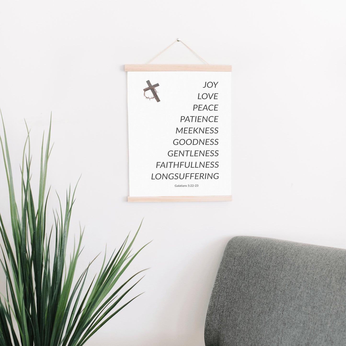 “Fruits of the Spirit” Christmas Wall Art – Galatians 5:22-23 Faith Canvas | Joy, Love & Peace Holiday Décor