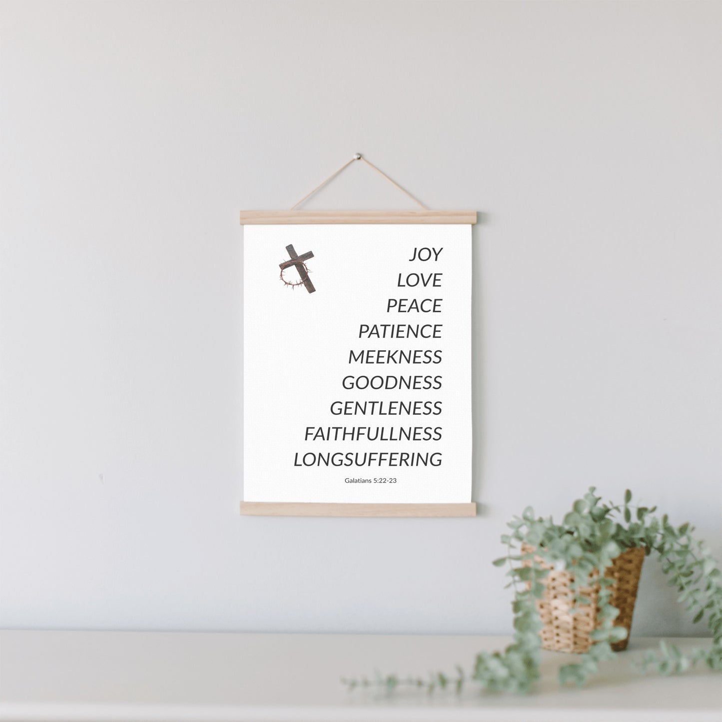 “Fruits of the Spirit” Christmas Wall Art – Galatians 5:22-23 Faith Canvas | Joy, Love & Peace Holiday Décor
