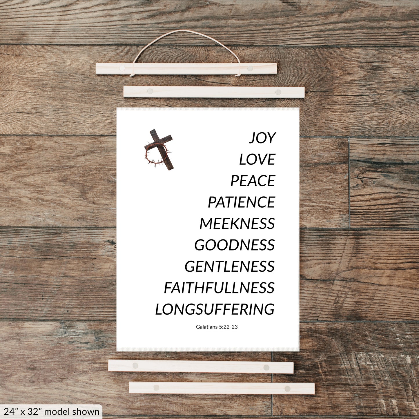 “Fruits of the Spirit” Christmas Wall Art – Galatians 5:22-23 Faith Canvas | Joy, Love & Peace Holiday Décor