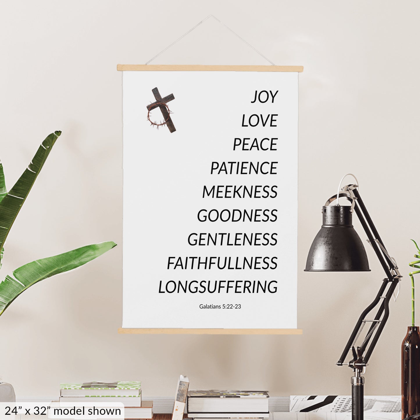 “Fruits of the Spirit” Christmas Wall Art – Galatians 5:22-23 Faith Canvas | Joy, Love & Peace Holiday Décor