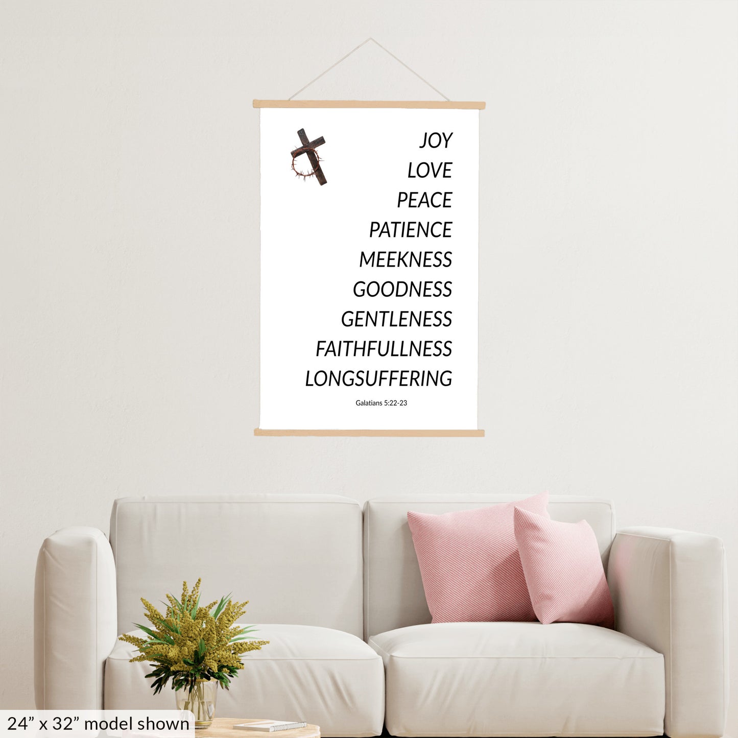 “Fruits of the Spirit” Christmas Wall Art – Galatians 5:22-23 Faith Canvas | Joy, Love & Peace Holiday Décor