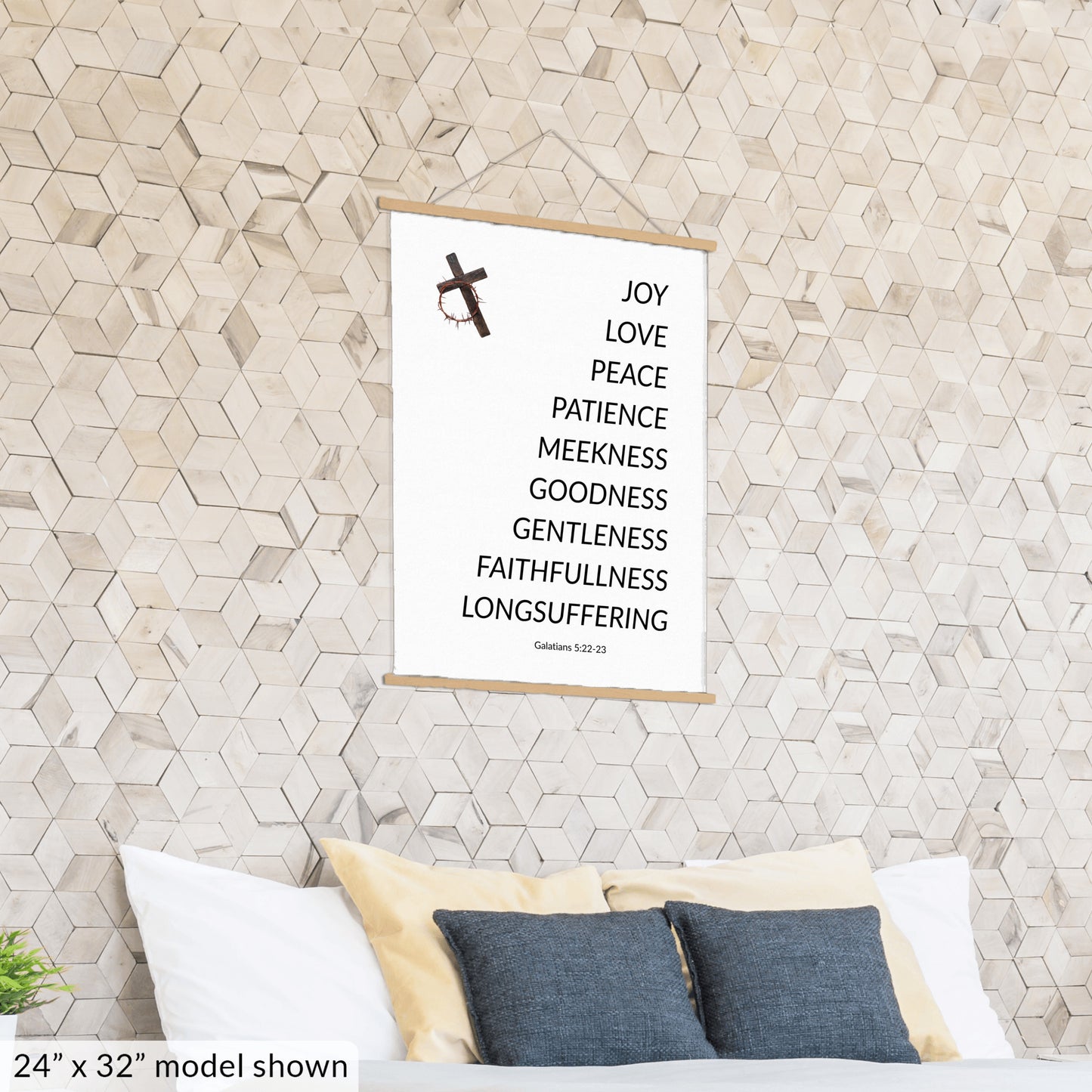 “Fruits of the Spirit” Christmas Wall Art – Galatians 5:22-23 Faith Canvas | Joy, Love & Peace Holiday Décor