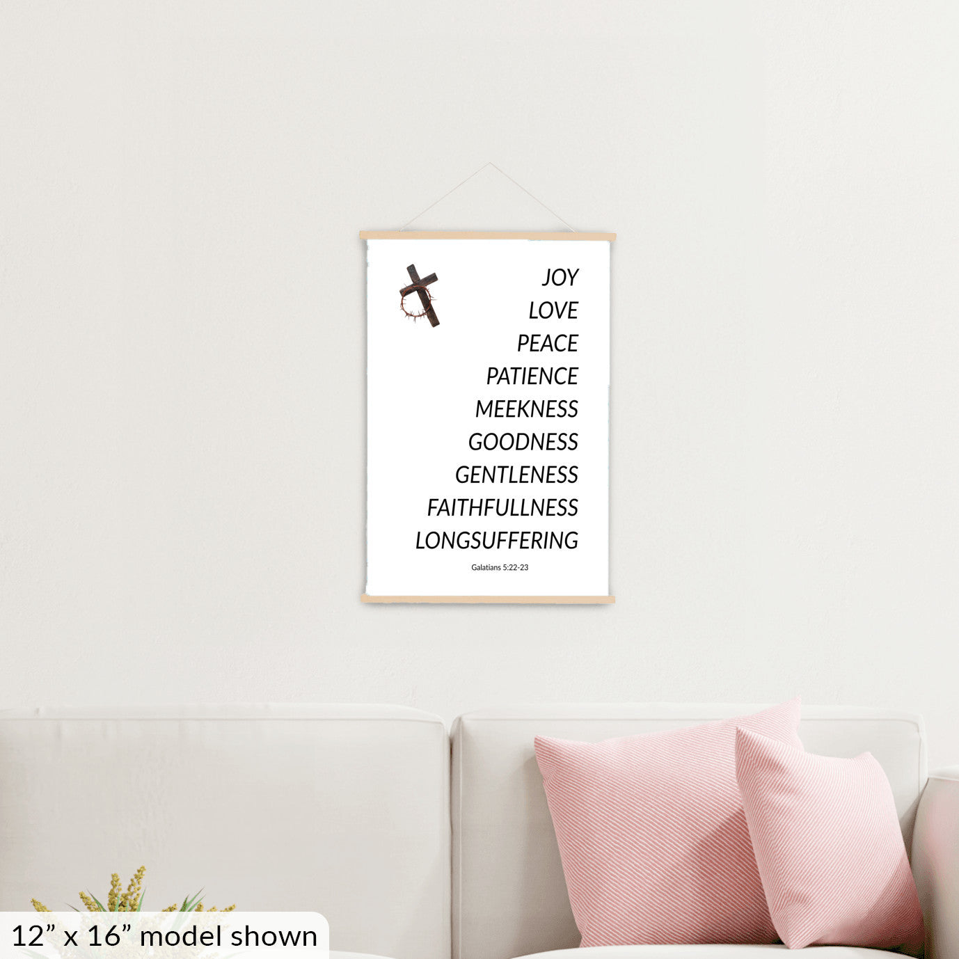 “Fruits of the Spirit” Christmas Wall Art – Galatians 5:22-23 Faith Canvas | Joy, Love & Peace Holiday Décor