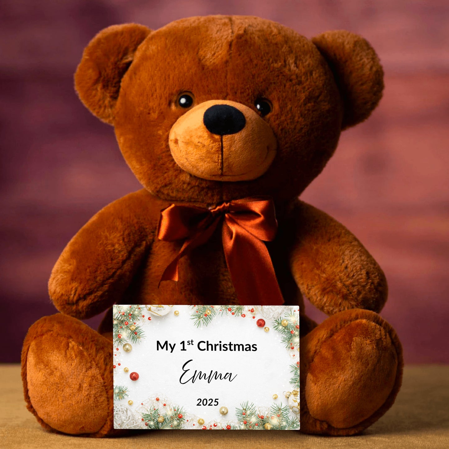 My 1st Christmas Teddy Bear – Personalized Keepsake Gift with Canvas Message Card