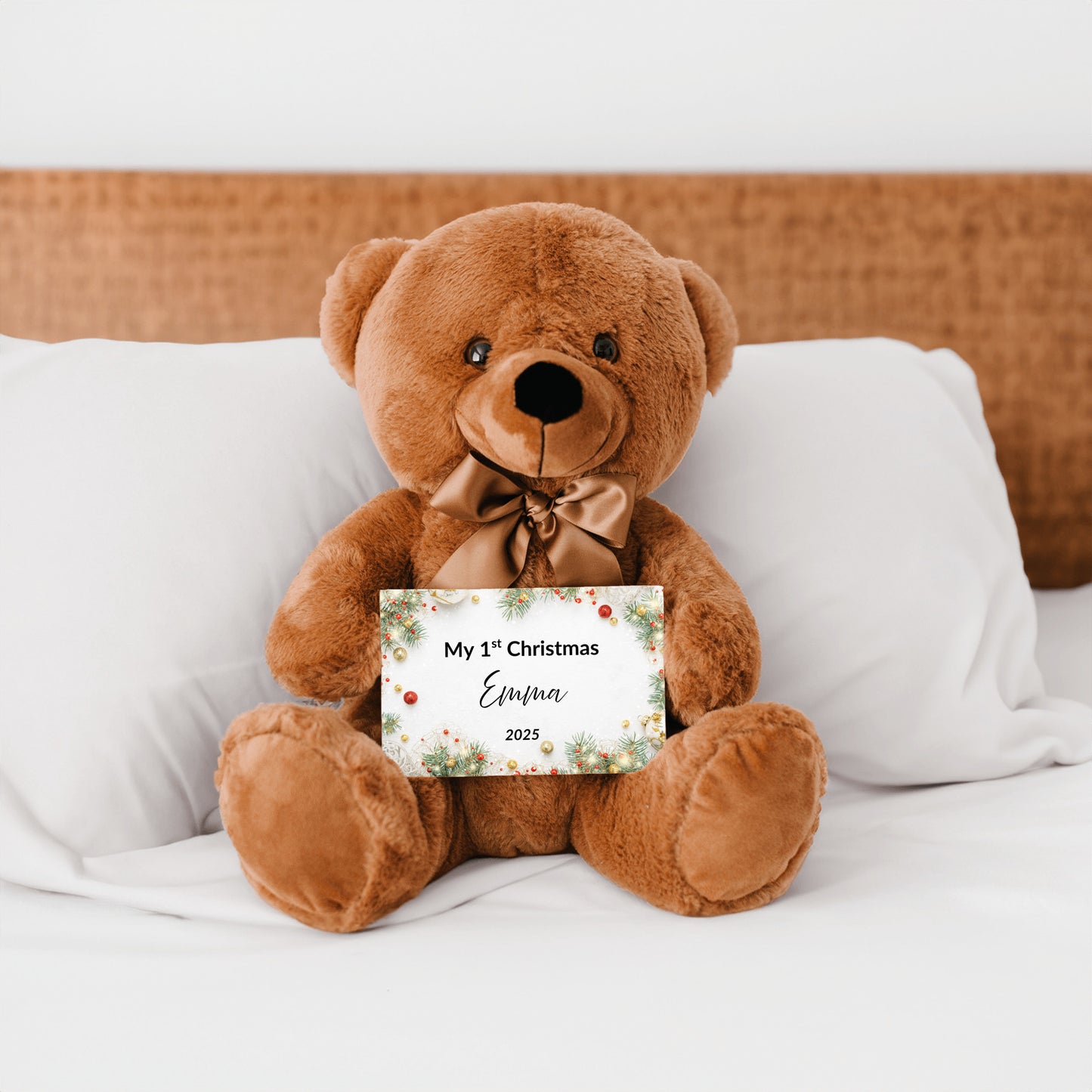 My 1st Christmas Teddy Bear – Personalized Keepsake Gift with Canvas Message Card
