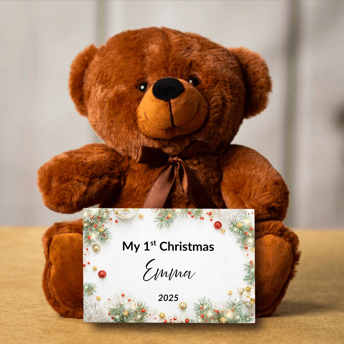 My 1st Christmas Teddy Bear – Personalized Keepsake Gift with Canvas Message Card