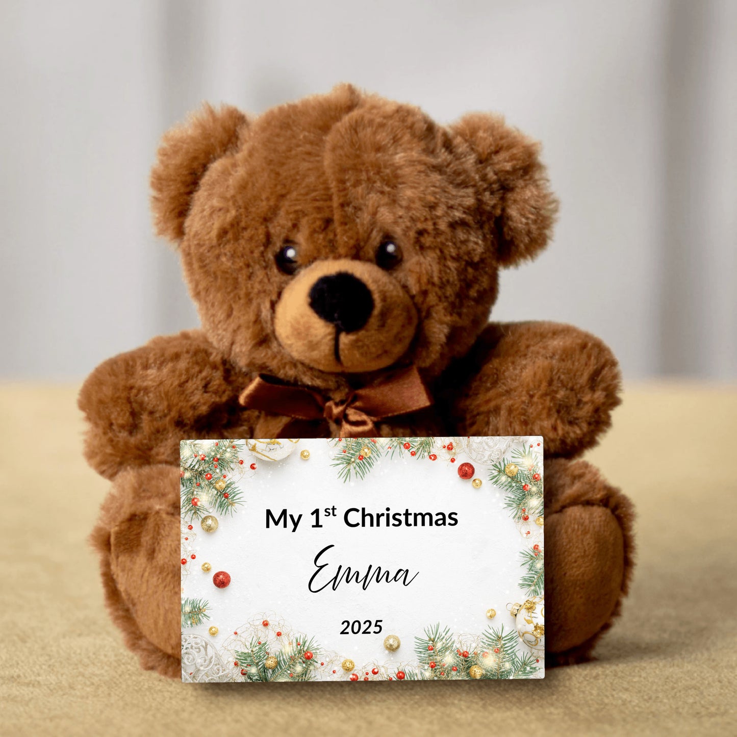My 1st Christmas Teddy Bear – Personalized Keepsake Gift with Canvas Message Card
